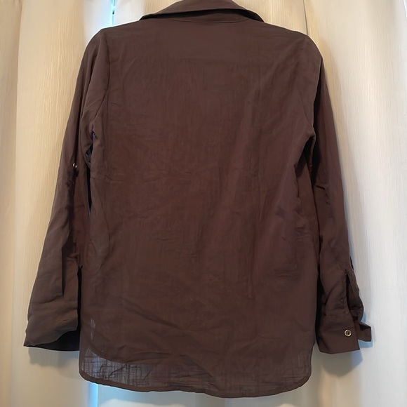 GRAY BUTTON DOWN LONG SLEEVE TOP - Picture 5 of 6